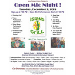 Open Mic Flyer for Tuesday, December 2, 2008